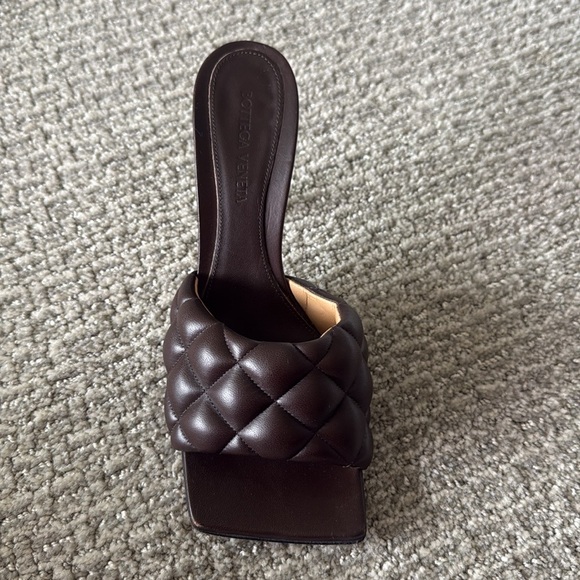 Bottega Veneta Dark Brown Quilted Leather Slide Mules